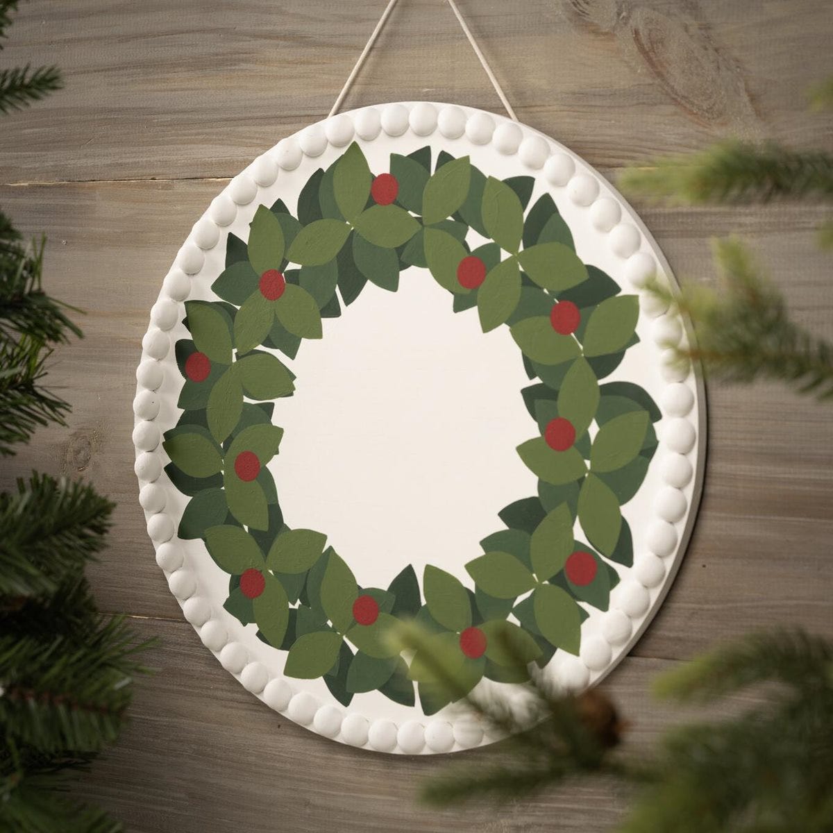 Beaded Holiday Wreath Sign