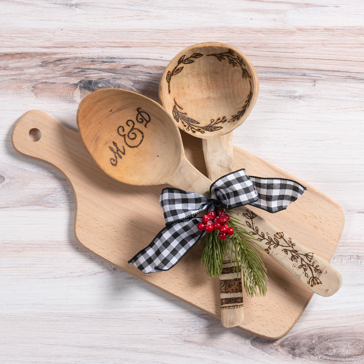 Wood Burning Christmas Spoons