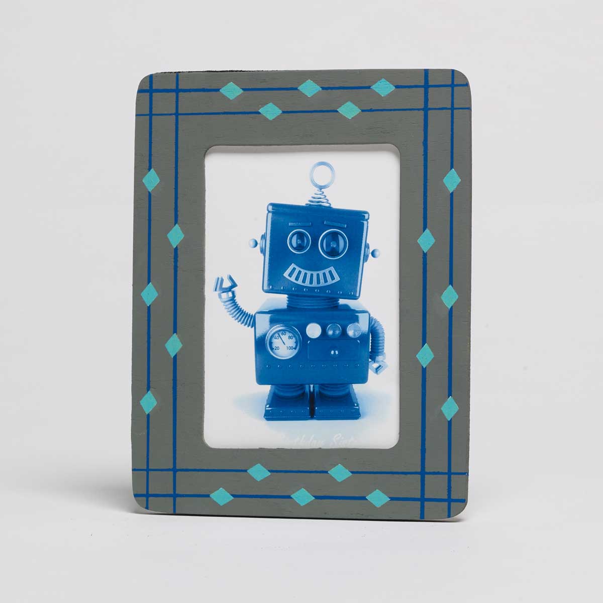 Grey & Blue Rectangle Frame