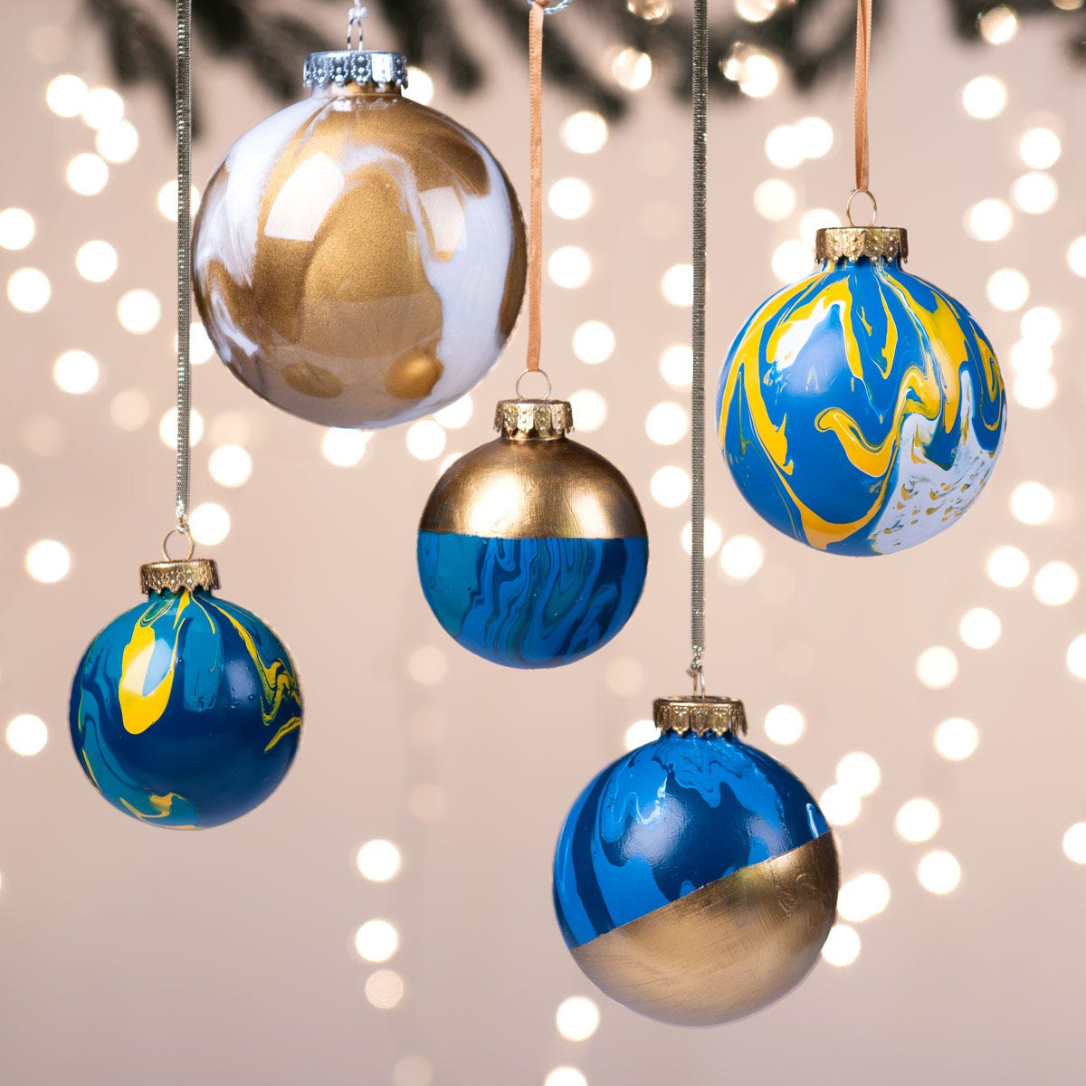 Blue Poured Ornaments