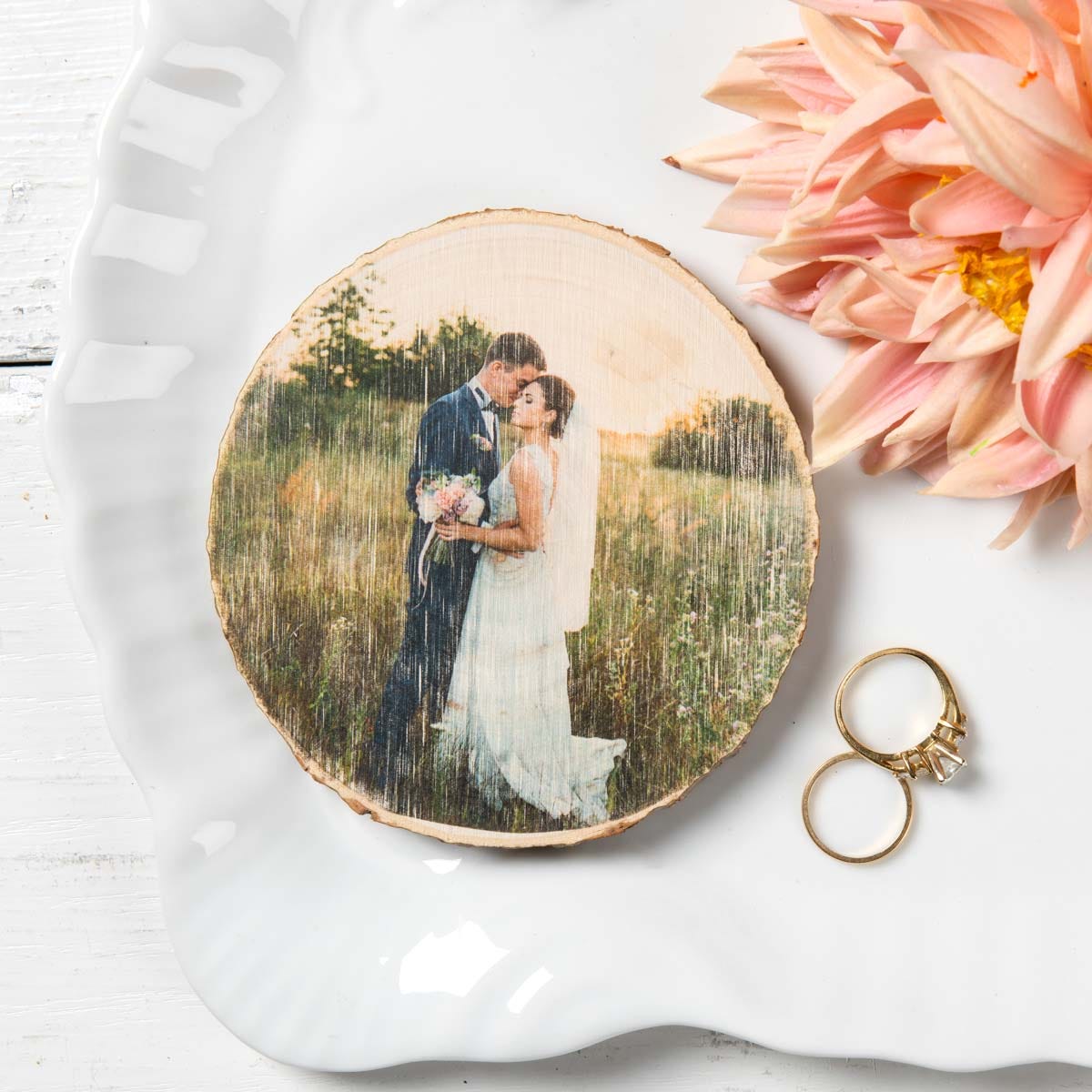 Wedding Photo Wood Round