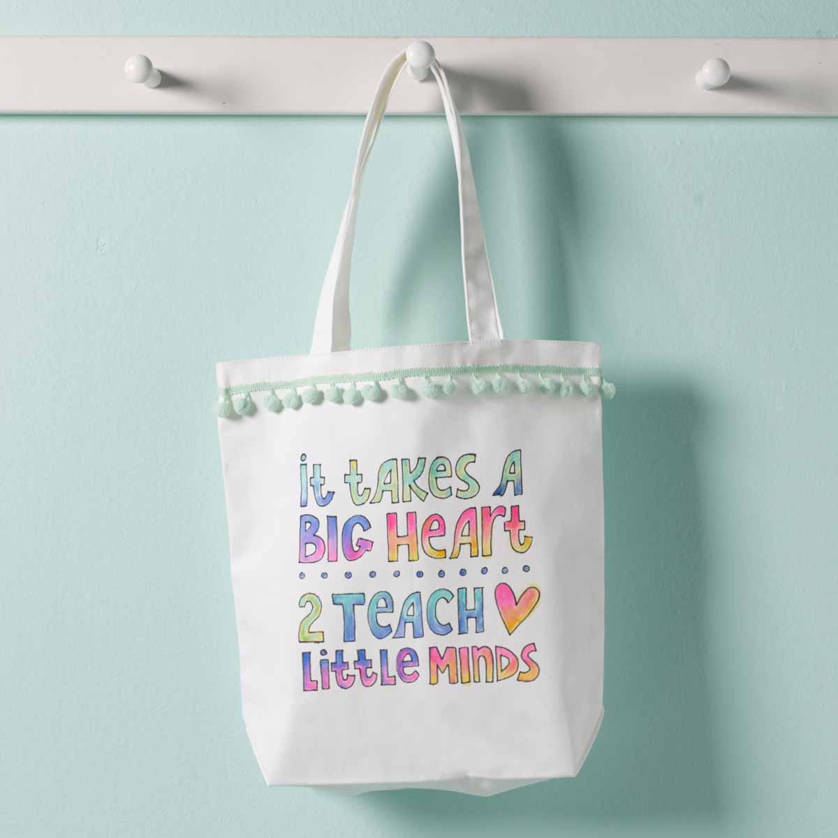 Teacher’s Big Heart Watercolor Acrylic Tote Bag