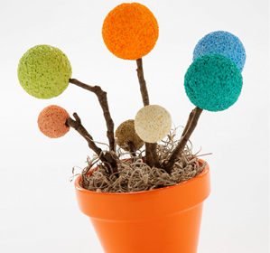 Potted Styrofoam Orb Flowers