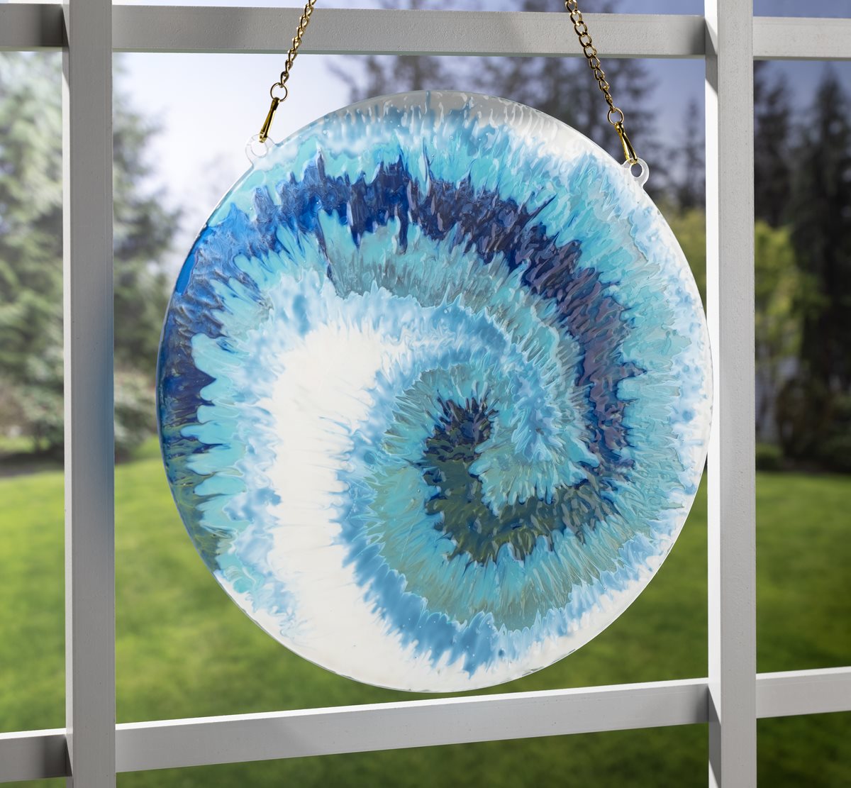 Blue Waves Tie-Dye Look Suncatcher