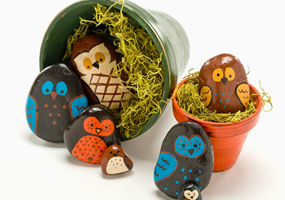 Painted Rock Owls