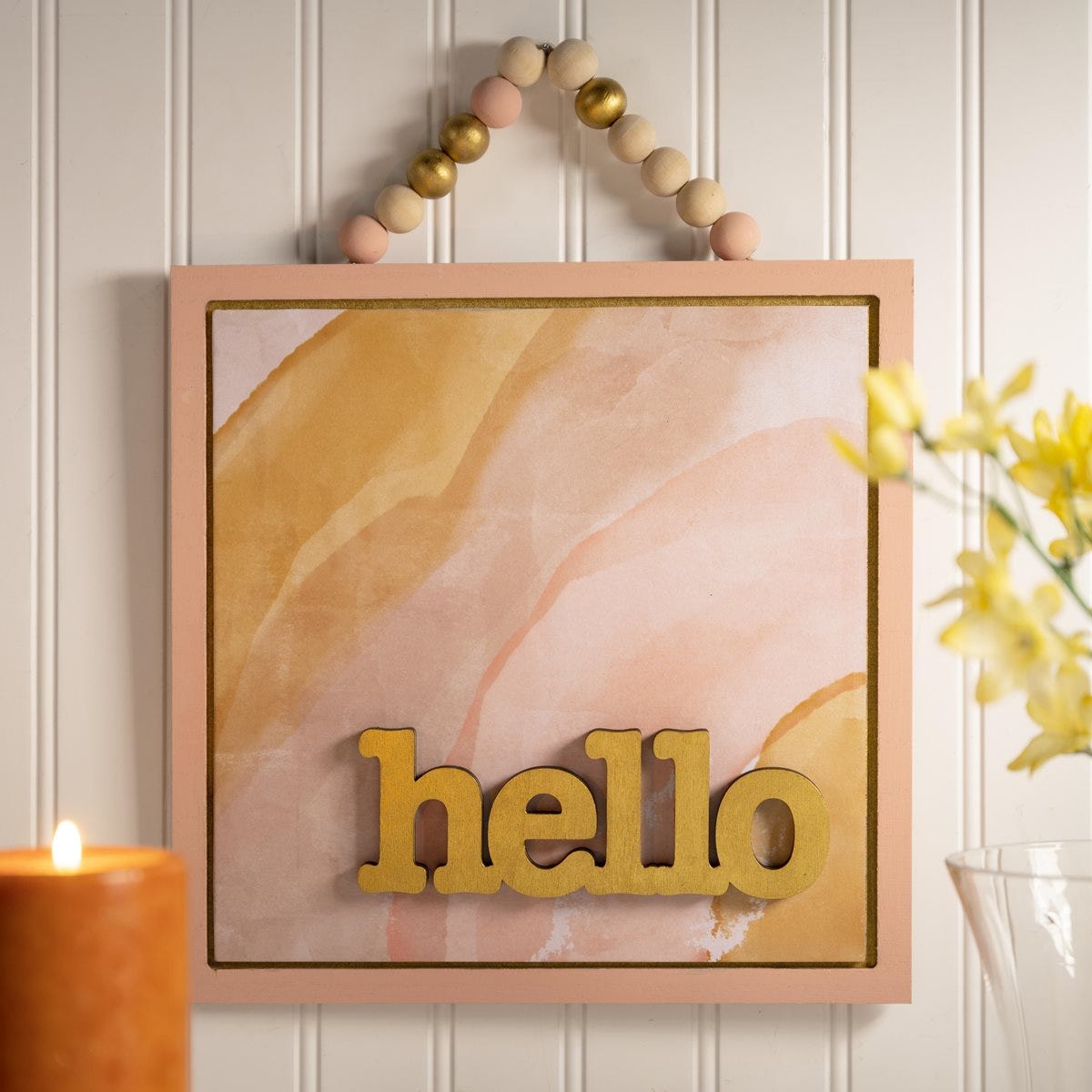 Golden Beaded Hanging Plaque