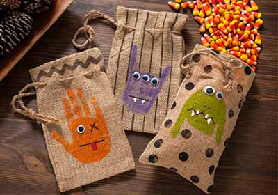 Monster Handprint Treat Bags