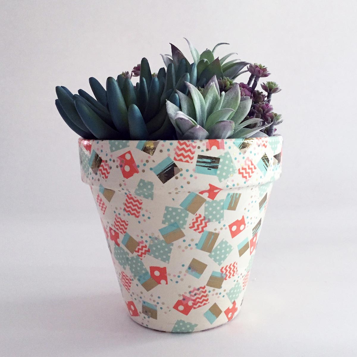 Confetti Washi Tape Clay Pot