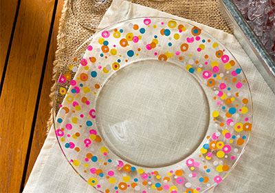 Bright Spring Confetti Glasses and Plate