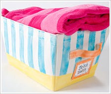 Striped Beach Towel Basket