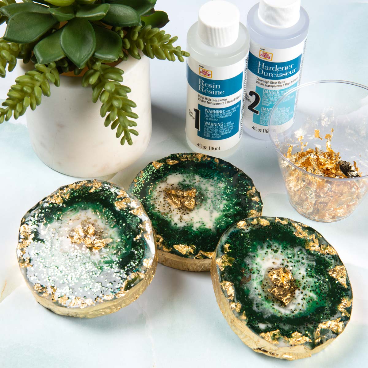 Green Geode Resin Coasters