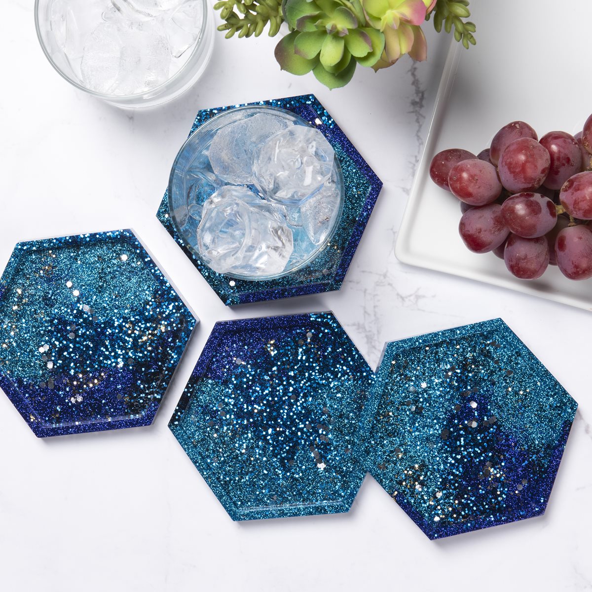 Blue Galaxy Resin Coasters