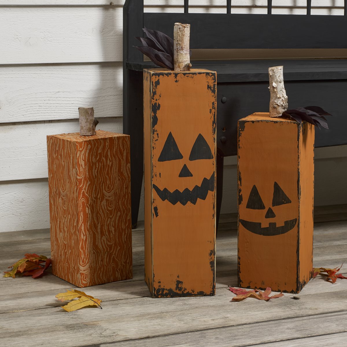 Wood Block Jack-o-Lanterns