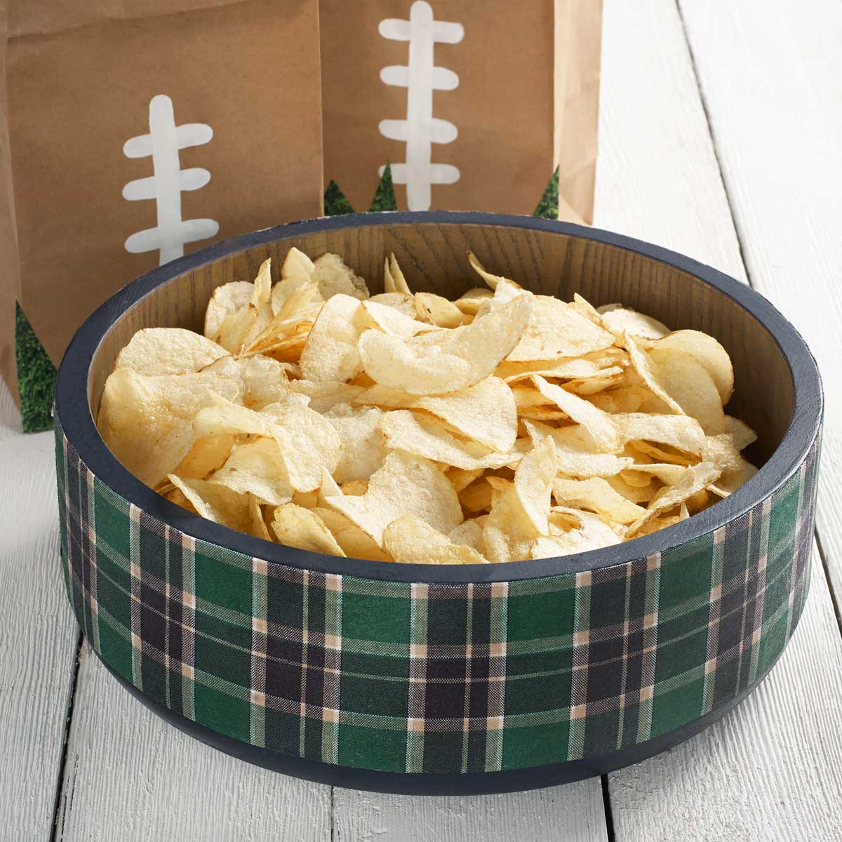 DIY Tailgate Idea - Plaid Chip Bowl