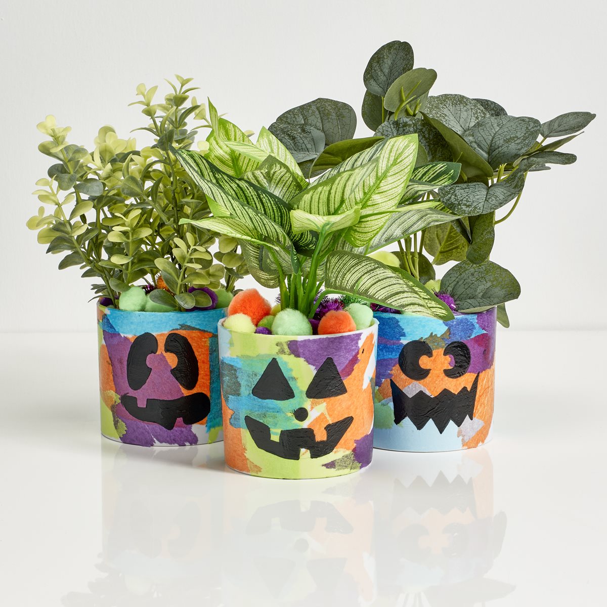 Apple Barrel Jack-O-Lantern Planters