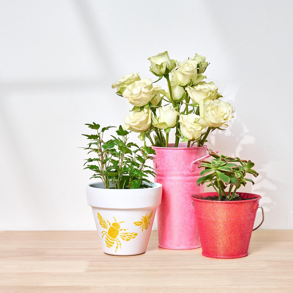 Martha Stewart Shimmering Glitter Planters