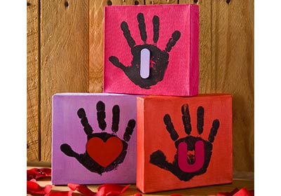 “I Heart U” Handprint Canvases