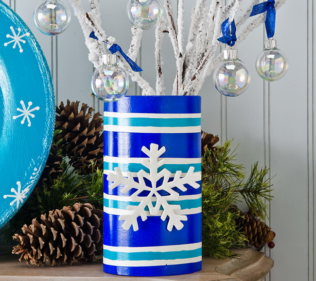 Turquoise Christmas Snowflake Vase