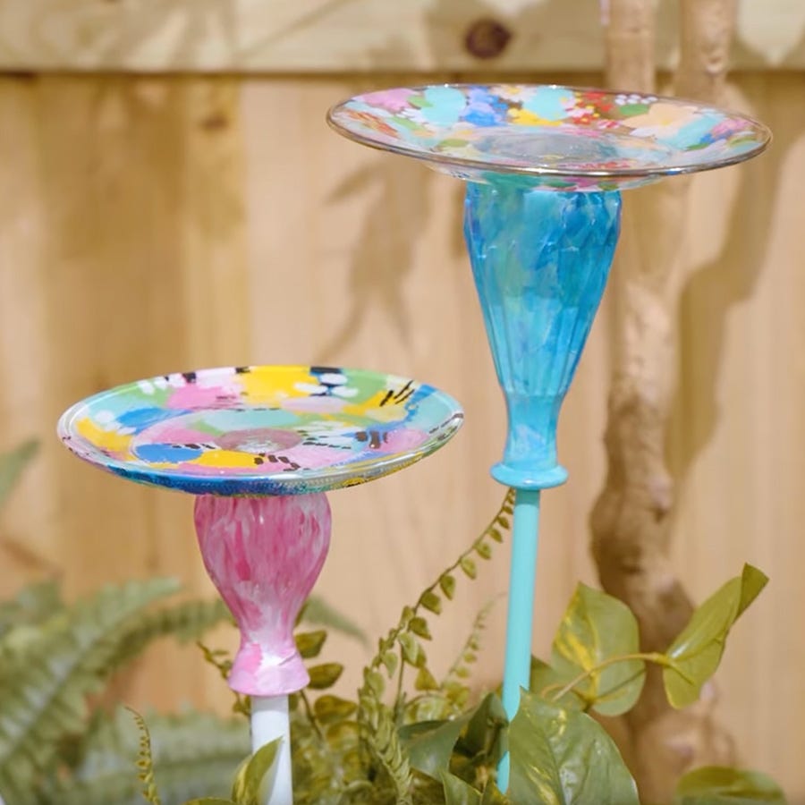 Upcycled Glass Plate Bird Feeder