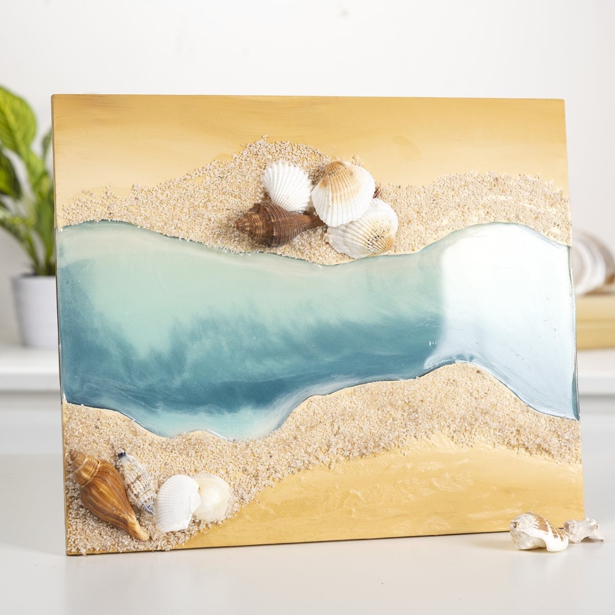 Mod Podge Resin Beach Pouring Plaque