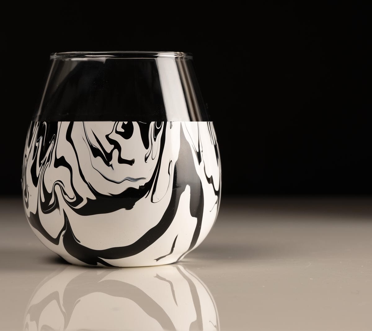 Black and White Murano Swirl Wine Glasses