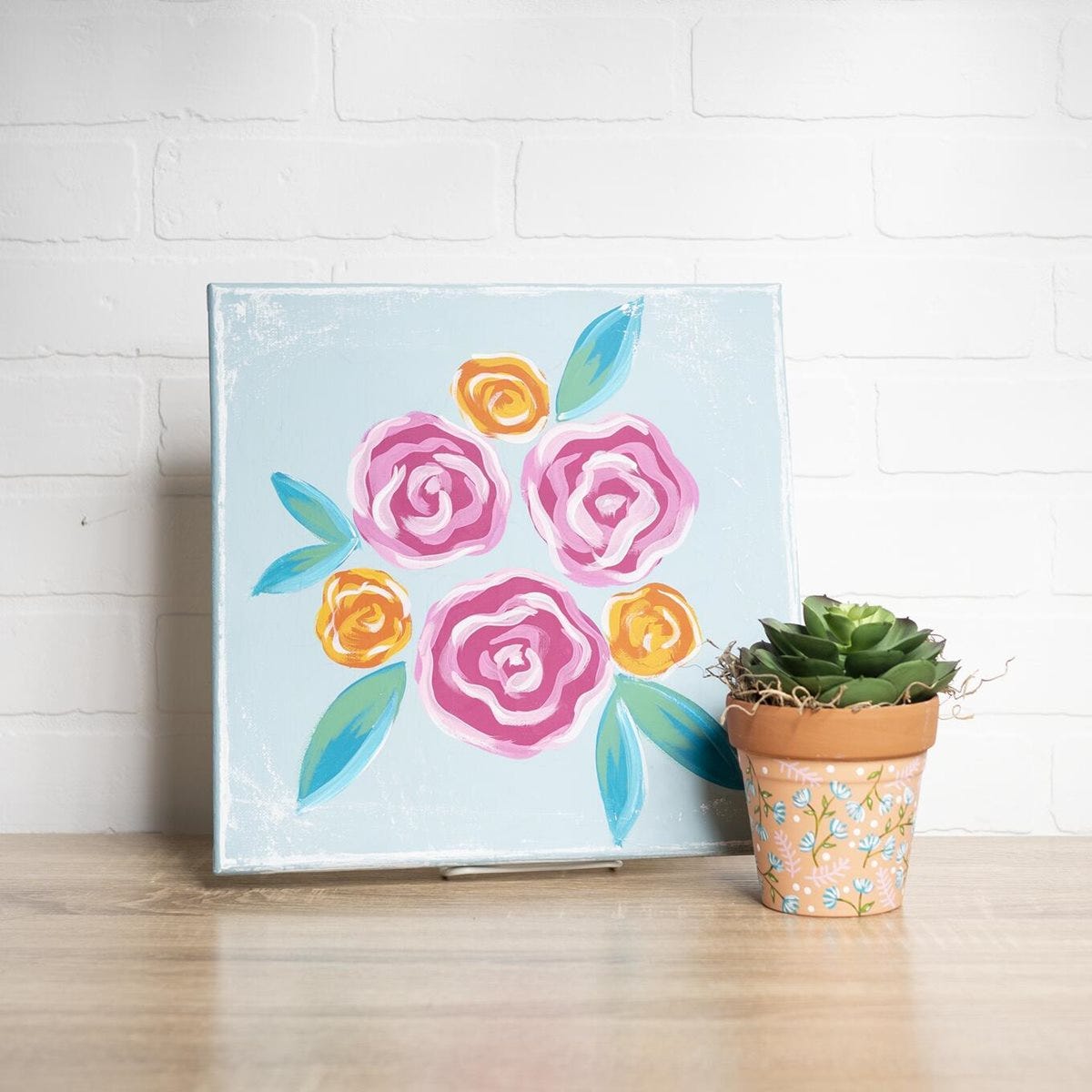 Floral Canvas Blue Background