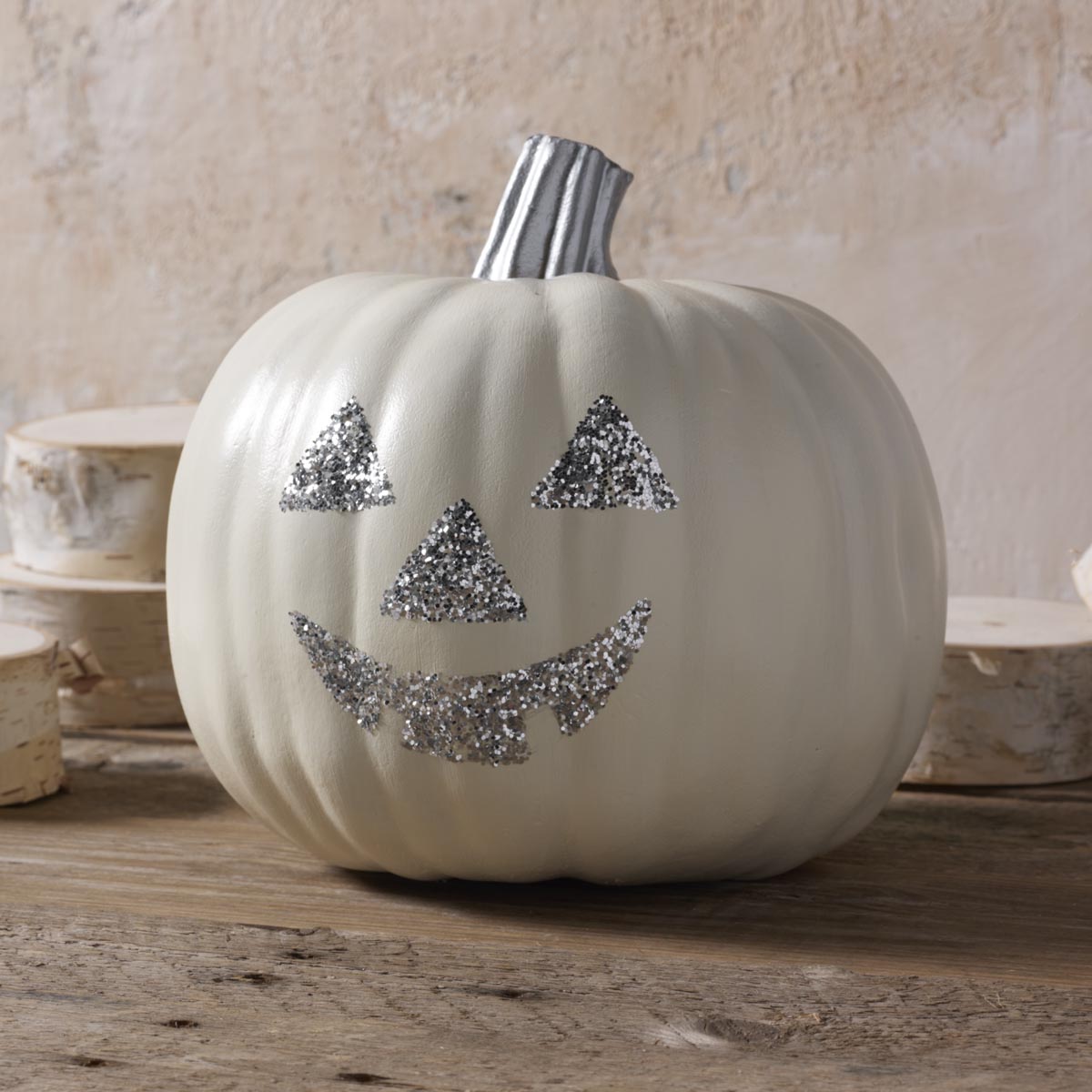 Silver Glitter Jack O' Lantern