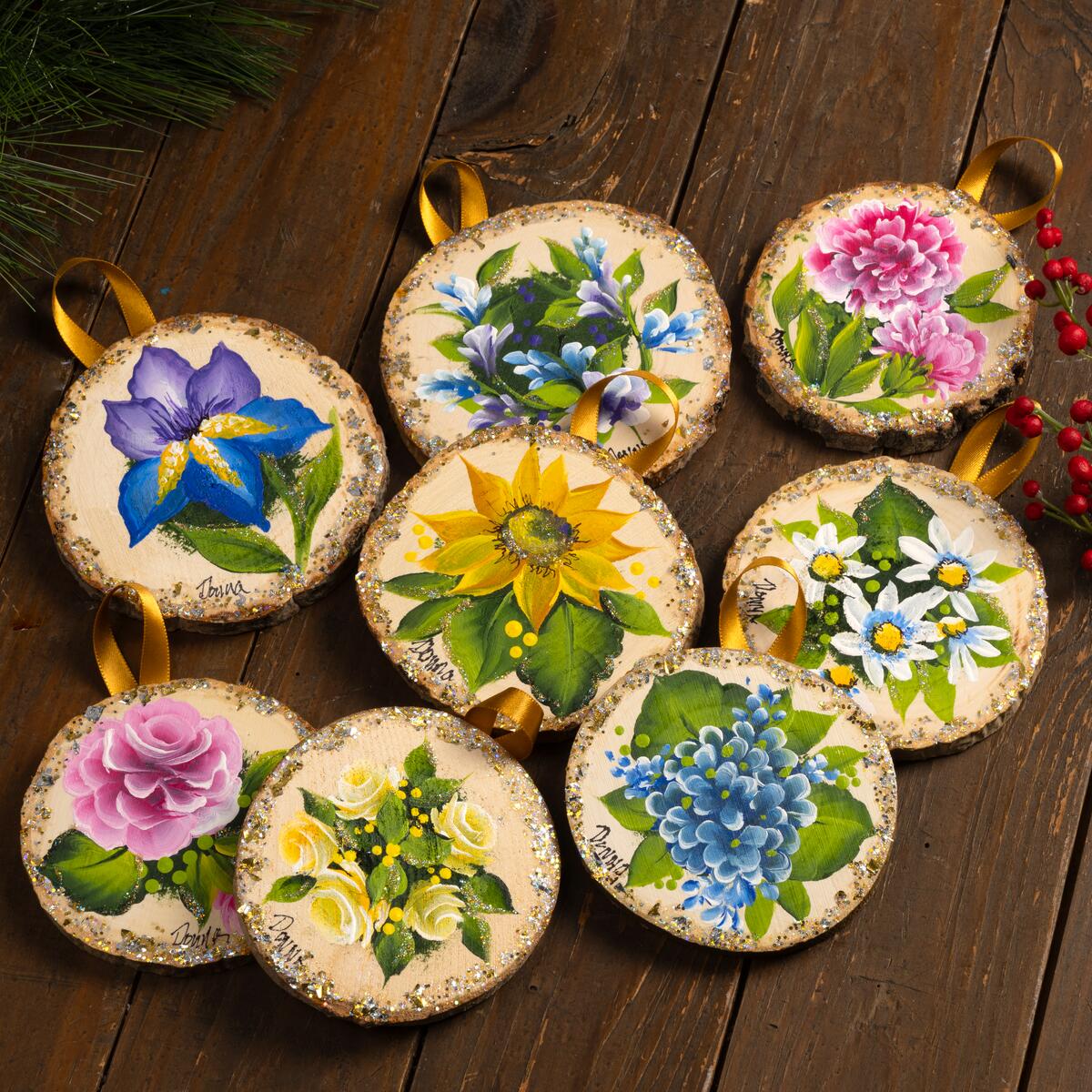 Blooming Festivity Floral Wood Slives