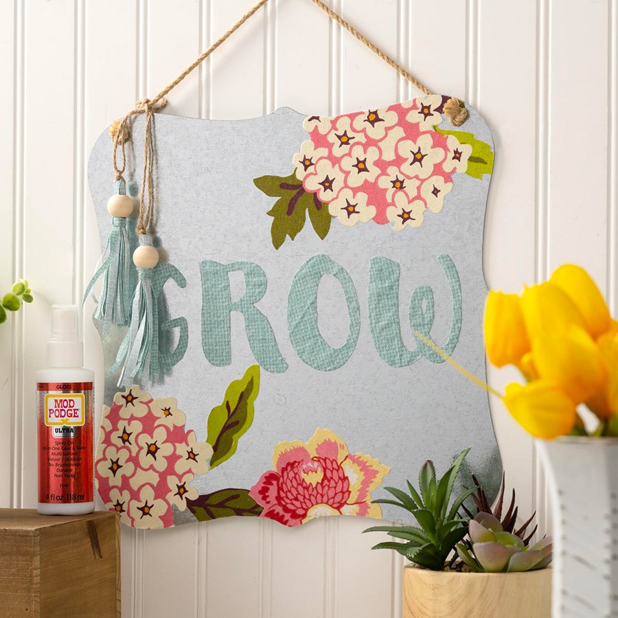 Decoupage "Grow" Sign