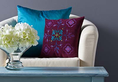 Jewel Tone Stenciled Pillow