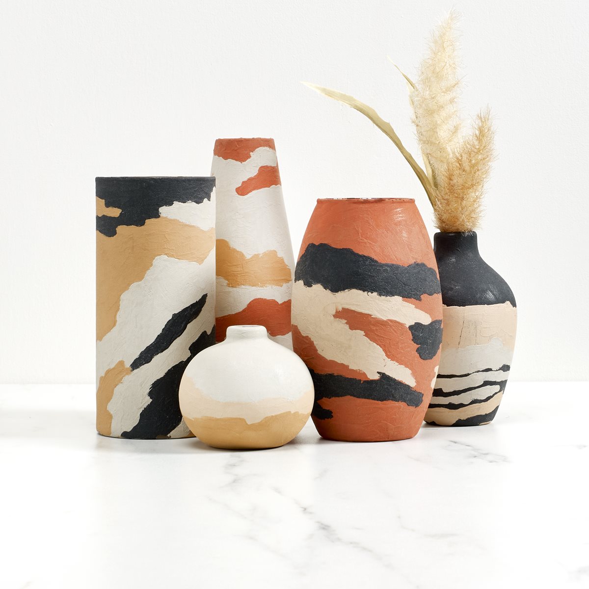 FolkArt Terra Cotta Abstract Pattern Vases