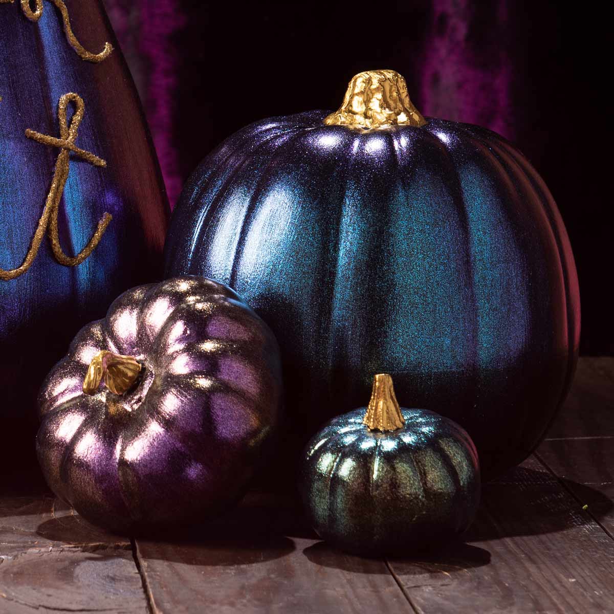 DIY No-Carve Iridescent Pumpkin Idea with Dragonfly Glaze