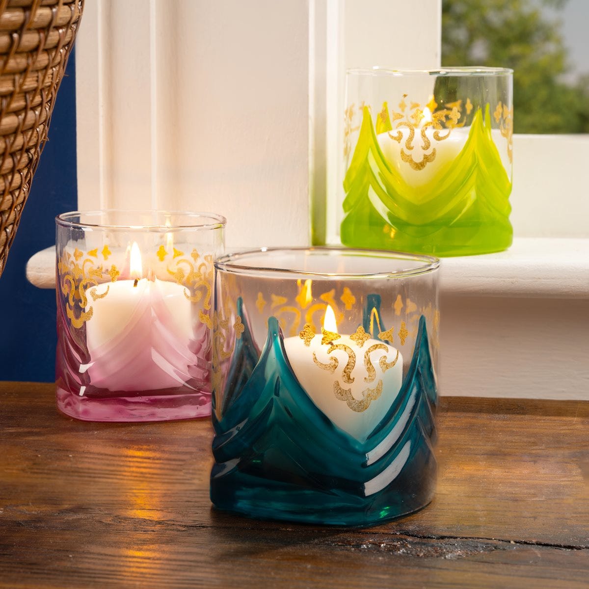 Upcycled glass into votive candle