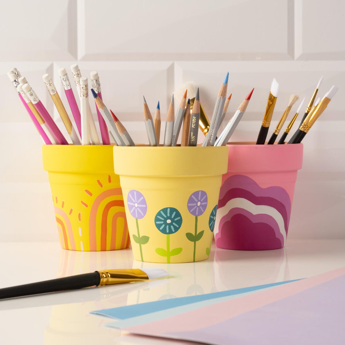 Upcycled Flower Pots Pencil Holders