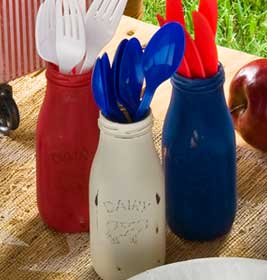 4th of July Tablescape Milk Bottles