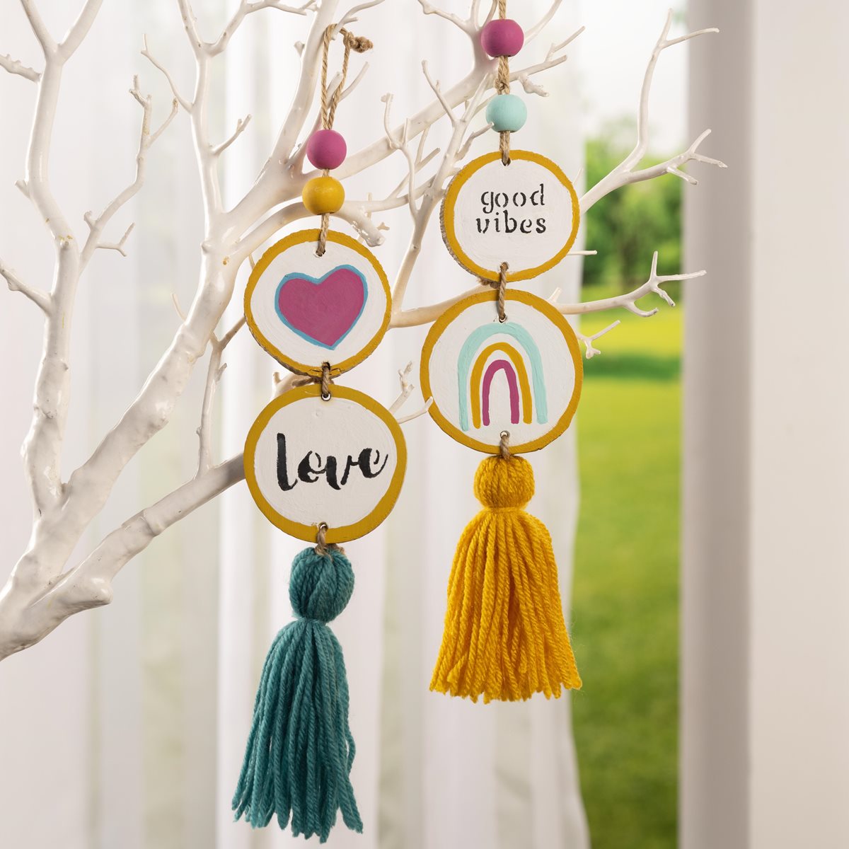 Wood Slice Charm Tassels