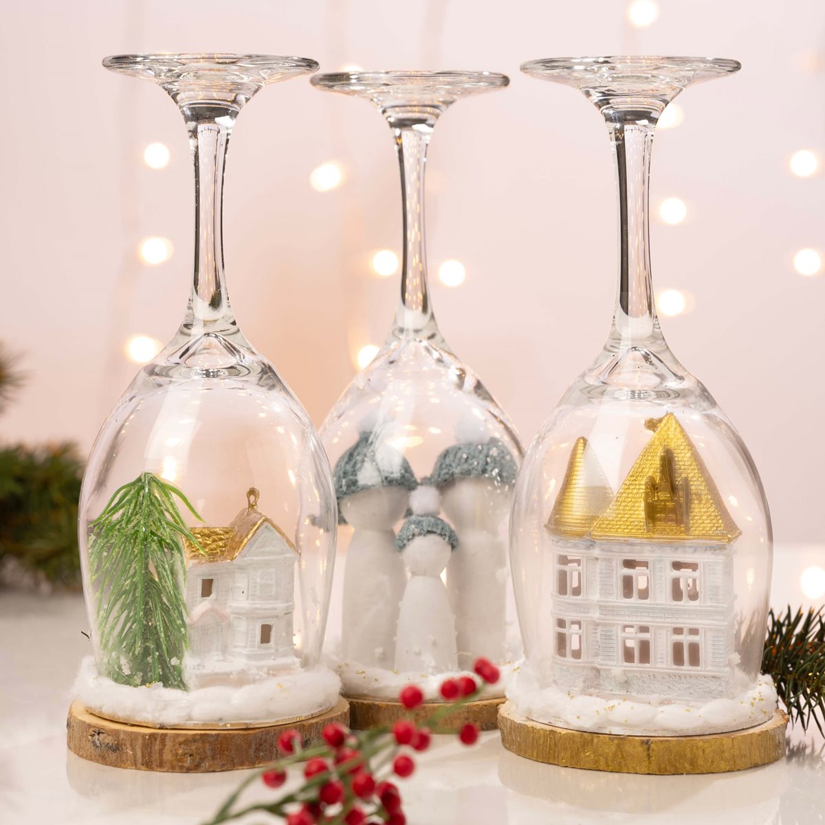 Wine Glass Snow Globes