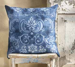 Indigo Stenciled Pillow