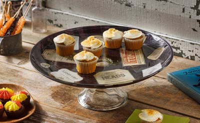 Decoupaged Glass Cake Stand