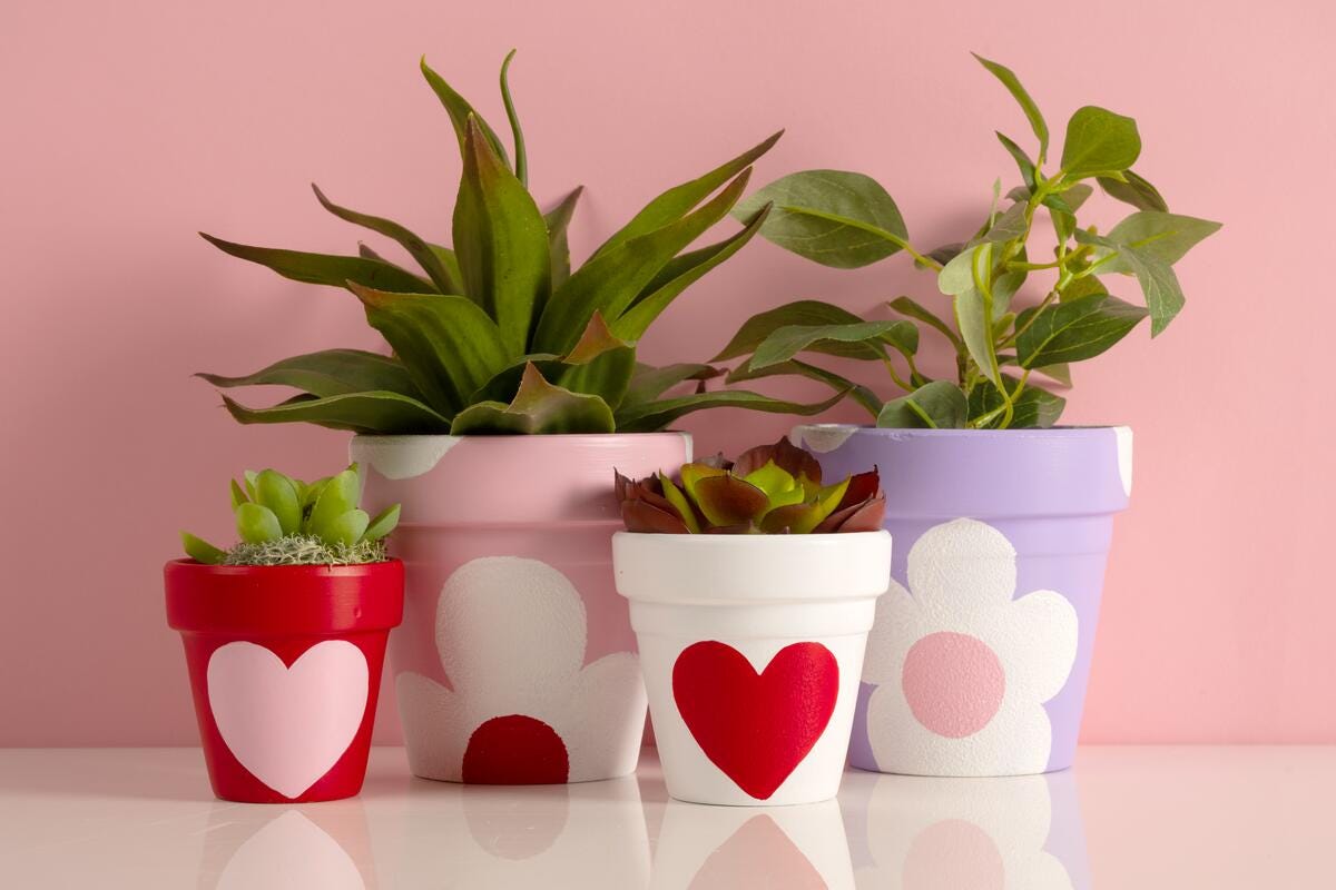 Upcycled Valentines Terra Cotta Pots