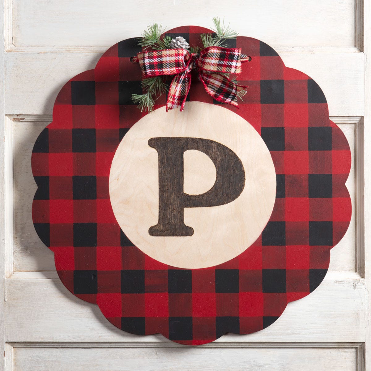 Buffalo Plaid Wood Burned Sign