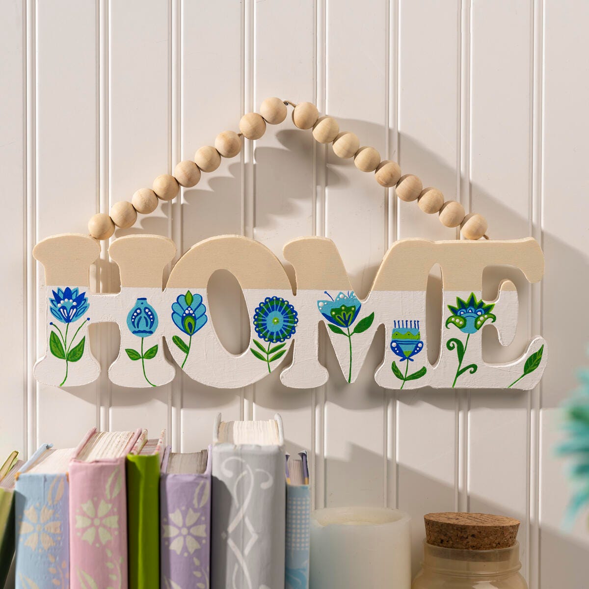 Fun Floral Painted Home Wall Hanging