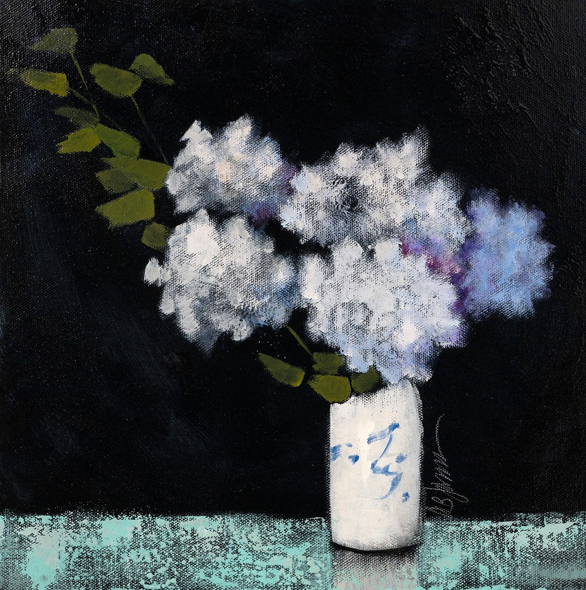 Hydrangeas in Porcelain Vase