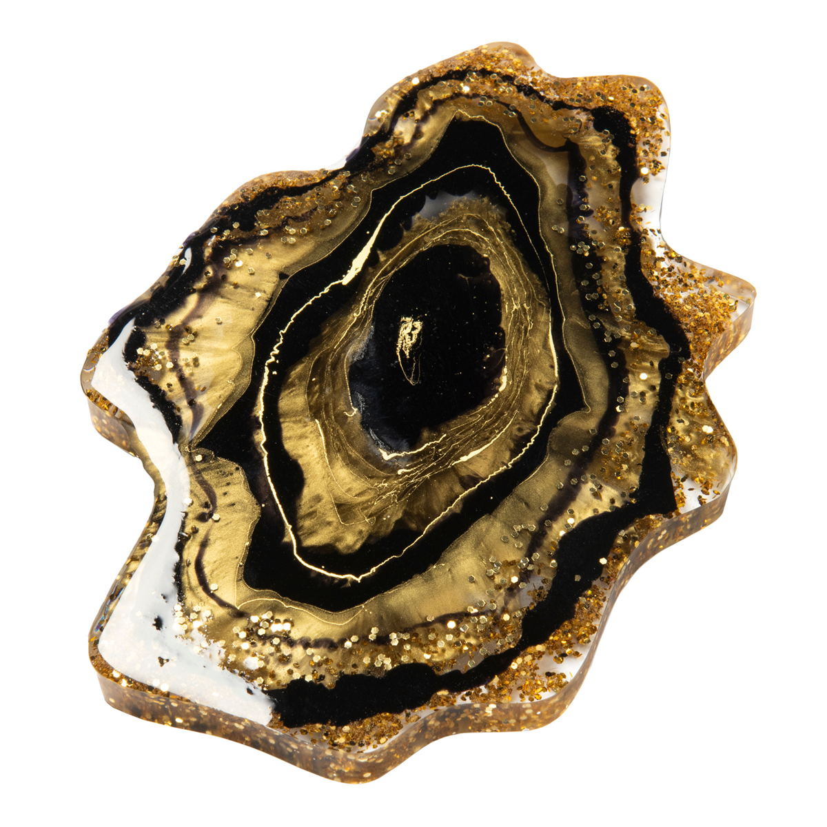 Mod Podge Resin Black and Gold Geode Coaster