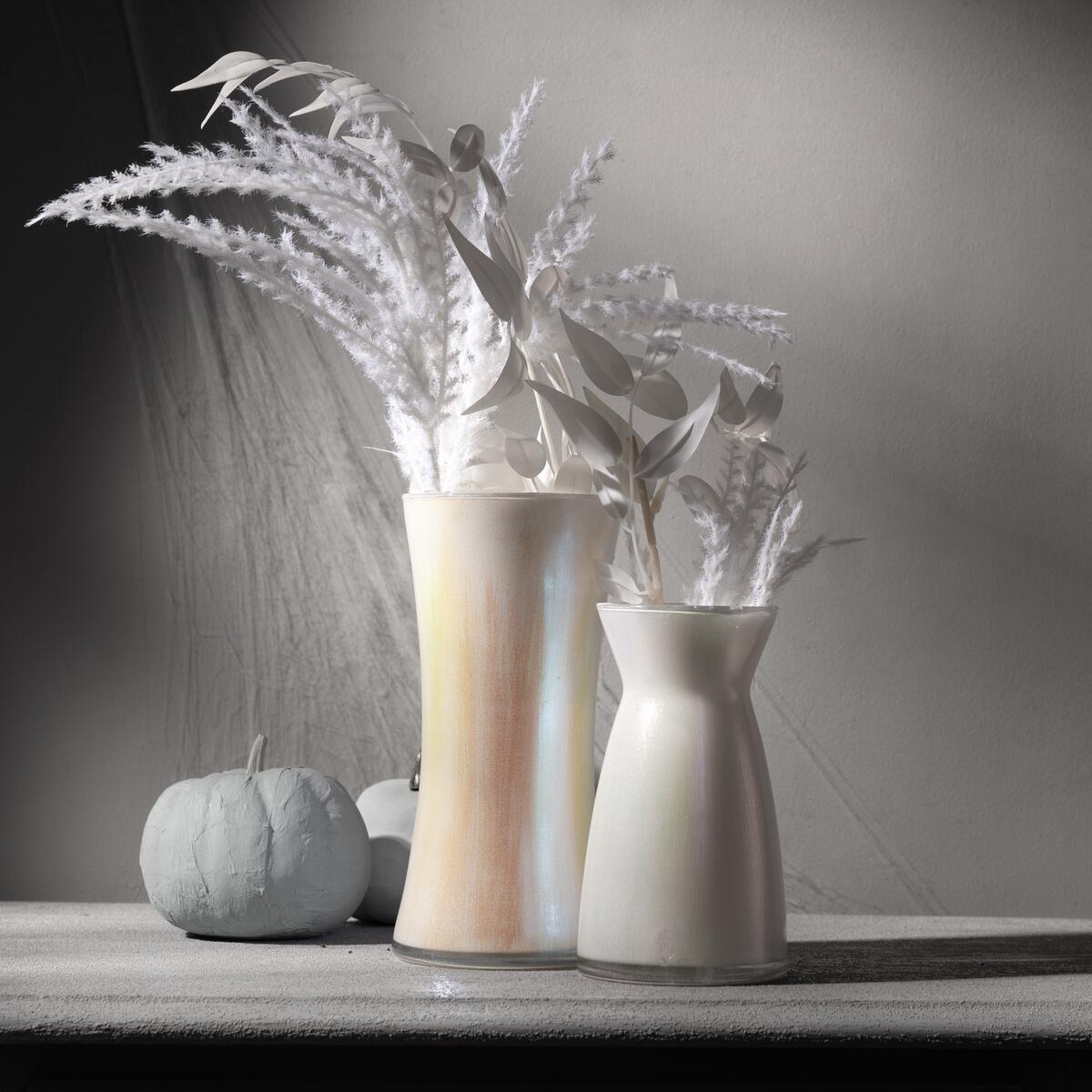 White ethereal vases top coated with Dragonfly Glaze