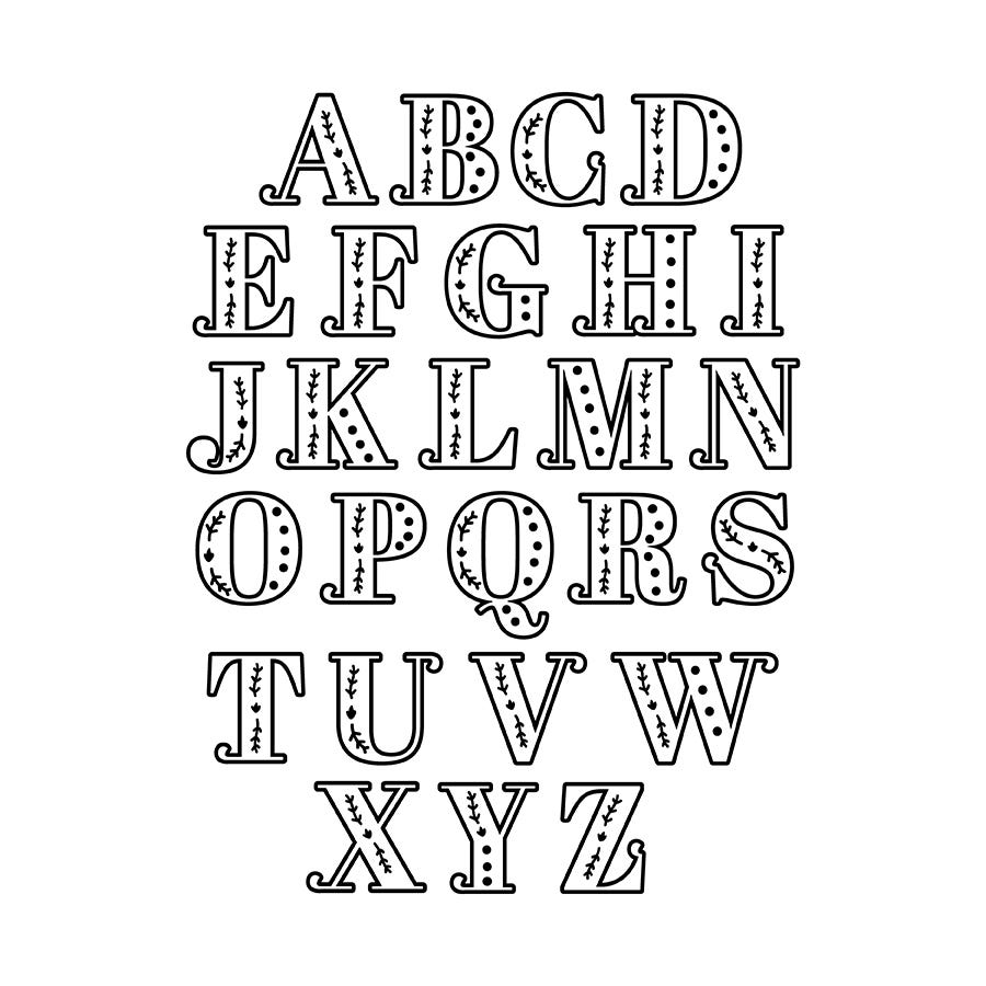 Holiday Wood Burning Patterns - Alphabet