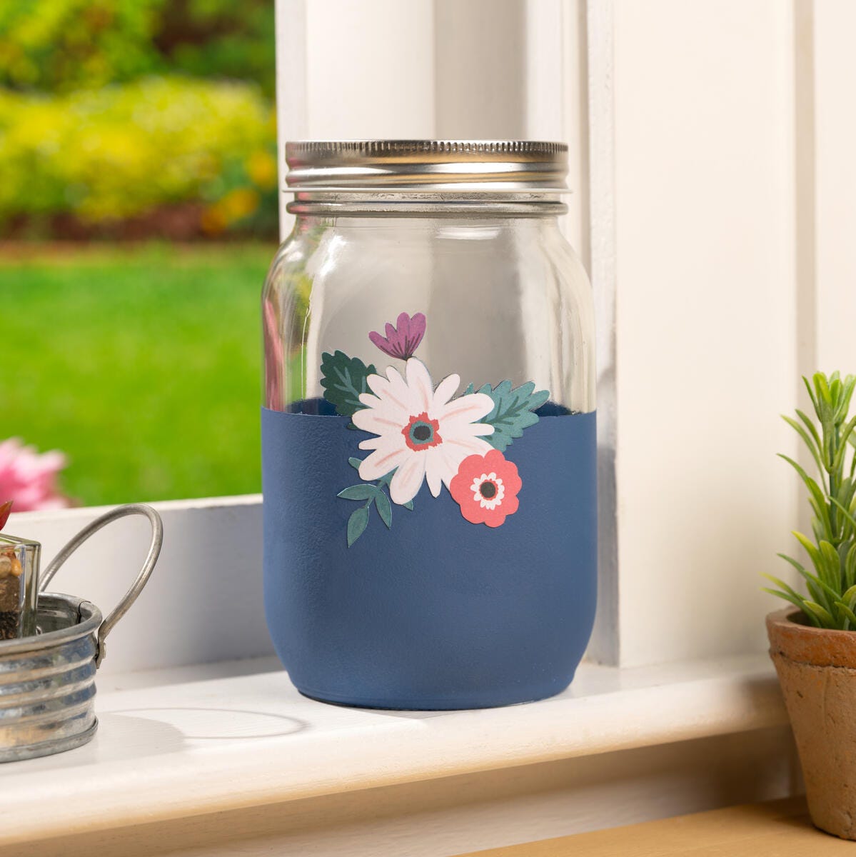 Dipped Floral Mason Jar