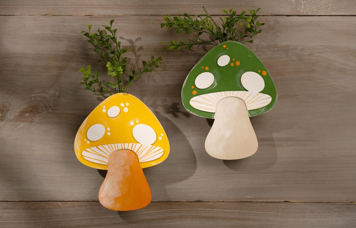 Painted Mushroom Vases