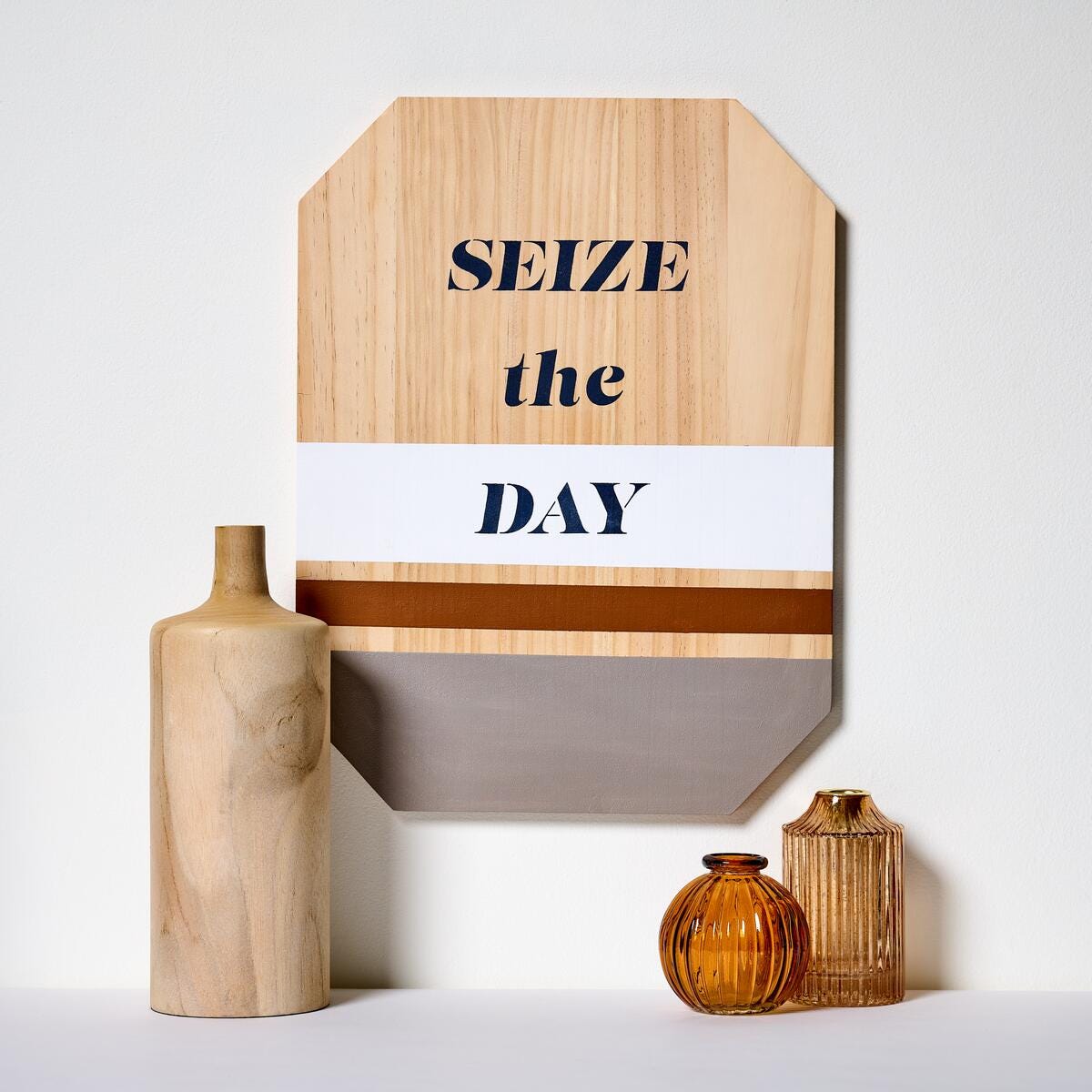 Inspirational Stripes: 'Seize the Day' Octagonal Plaque