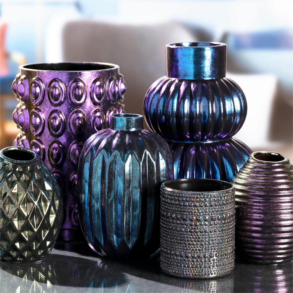 Shimmering Ceramic Vases With FolkArt Dragonfly Glaze